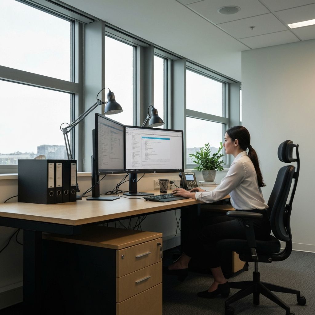 Ergonomisches Arbeitsplatz-Setup zur Vorbeugung von Augenbelastung